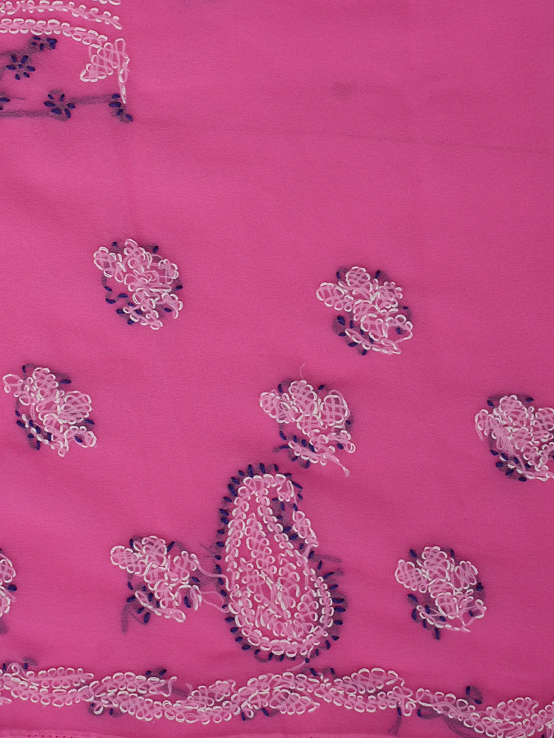 Ada Hand Embroidered Cerise Pink Georgette Lucknowi Chikankari Unstitched Suit Piece 01A872114