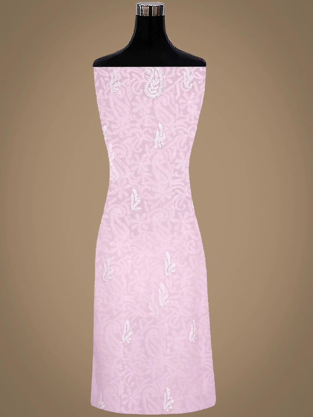 Ada Hand Embroidered Pink Georgette Lucknowi Chikankari Unstitched Suit Piece 01A878913