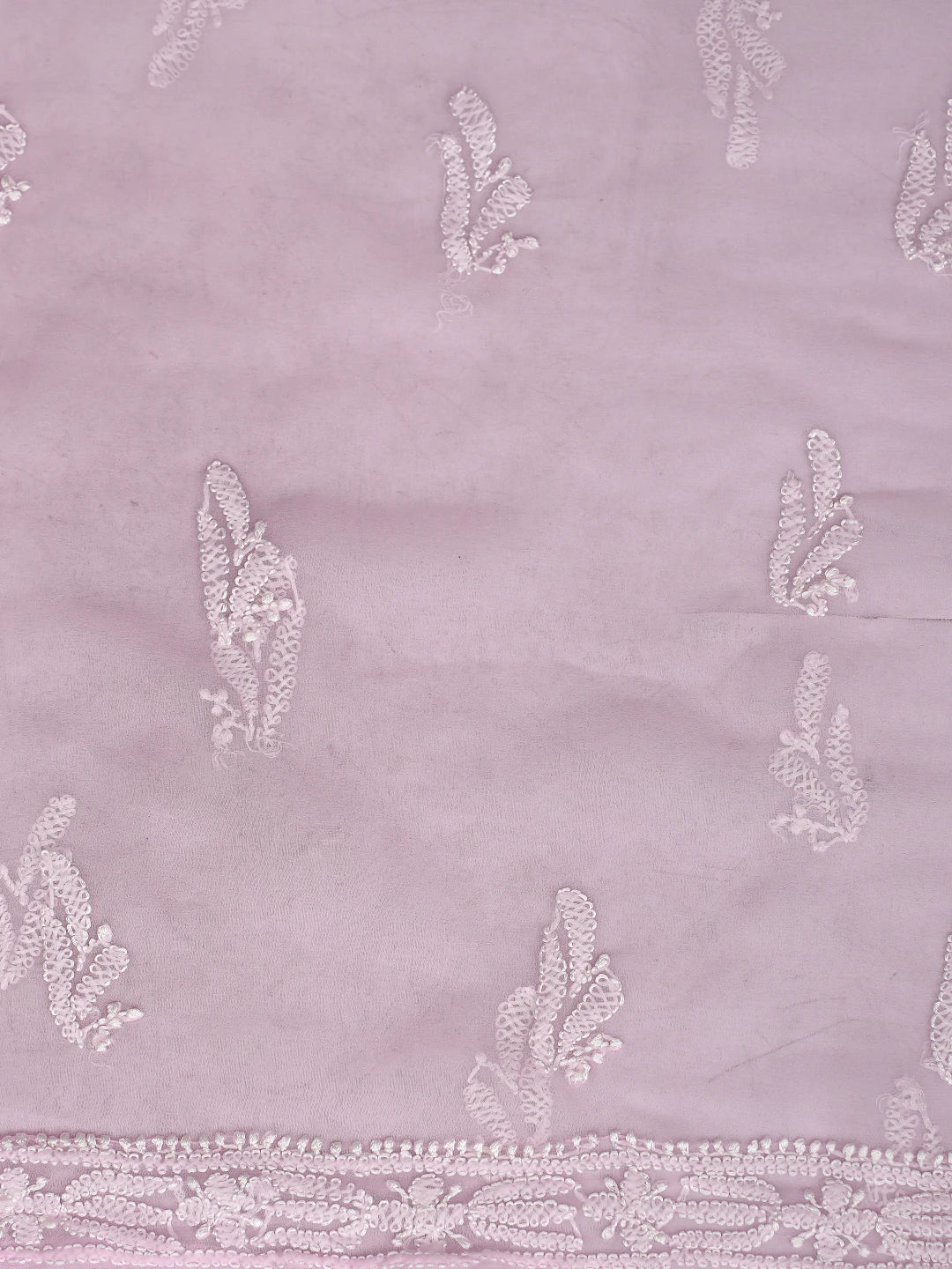 Ada Hand Embroidered Pink Georgette Lucknowi Chikankari Unstitched Suit Piece 01A878913