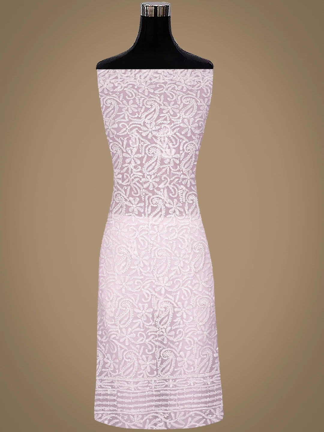 Ada Hand Embroidered Pink Georgette Lucknowi Chikankari Unstitched Suit Piece 01A878913