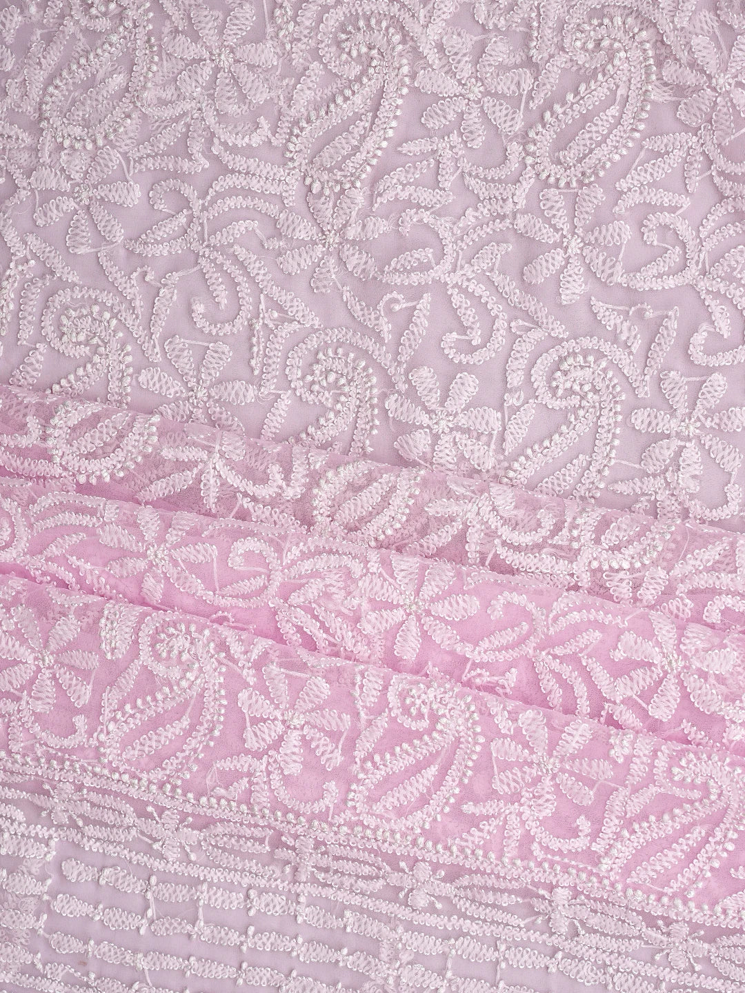 Ada Hand Embroidered Pink Georgette Lucknowi Chikankari Unstitched Suit Piece 01A878913