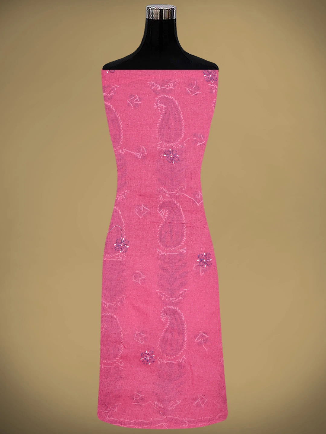 Ada Hand Embroidered Magenta Cotton Lucknowi Chikankari Unstitched Suit Piece 01A882742