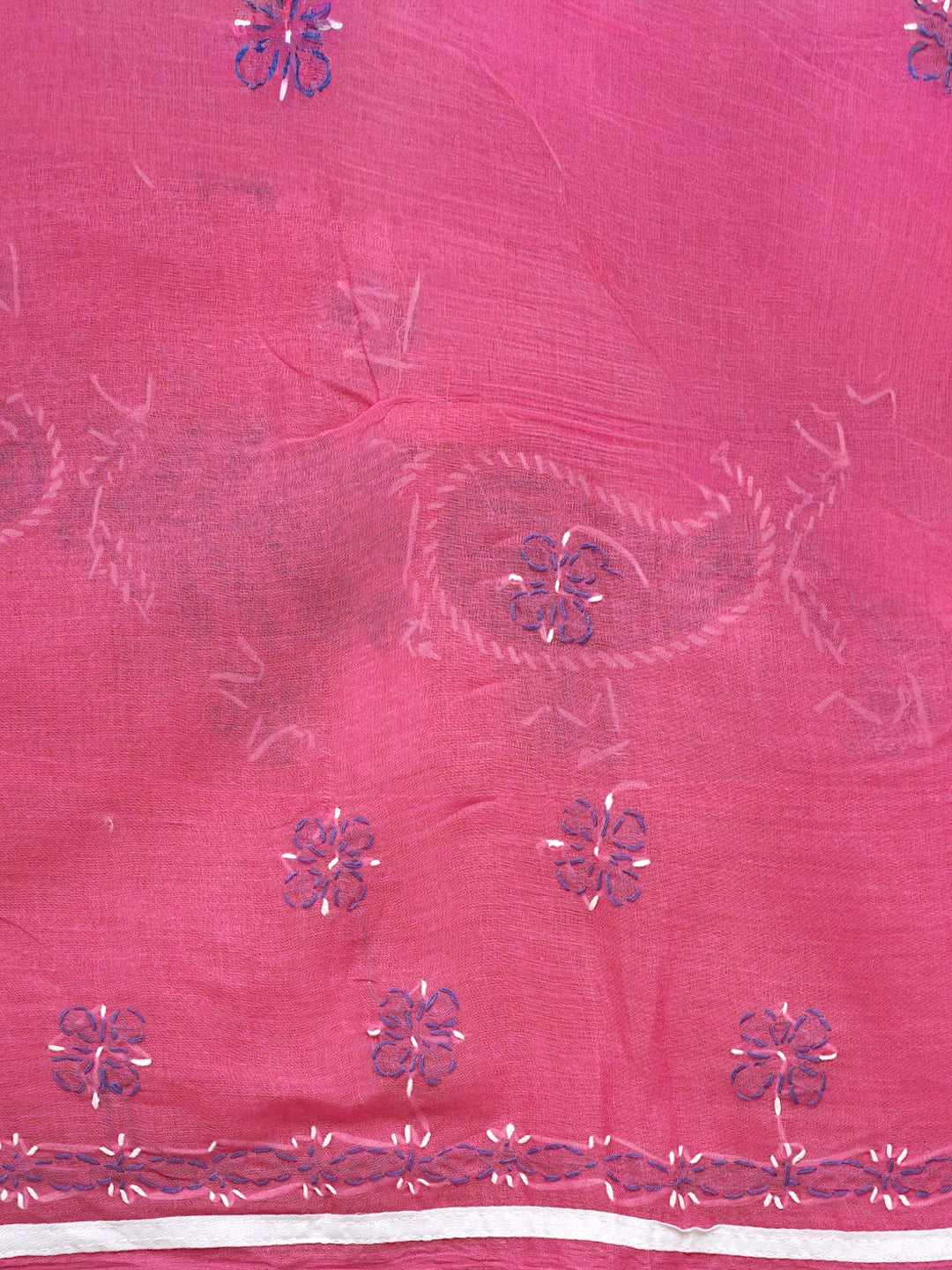 Ada Hand Embroidered Magenta Cotton Lucknowi Chikankari Unstitched Suit Piece 01A882742