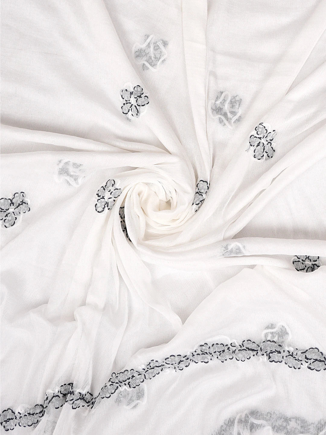 Ada Hand Embroidered Grey Cotton Lucknowi Chikankari Unstitched Suit Piece 01A882745