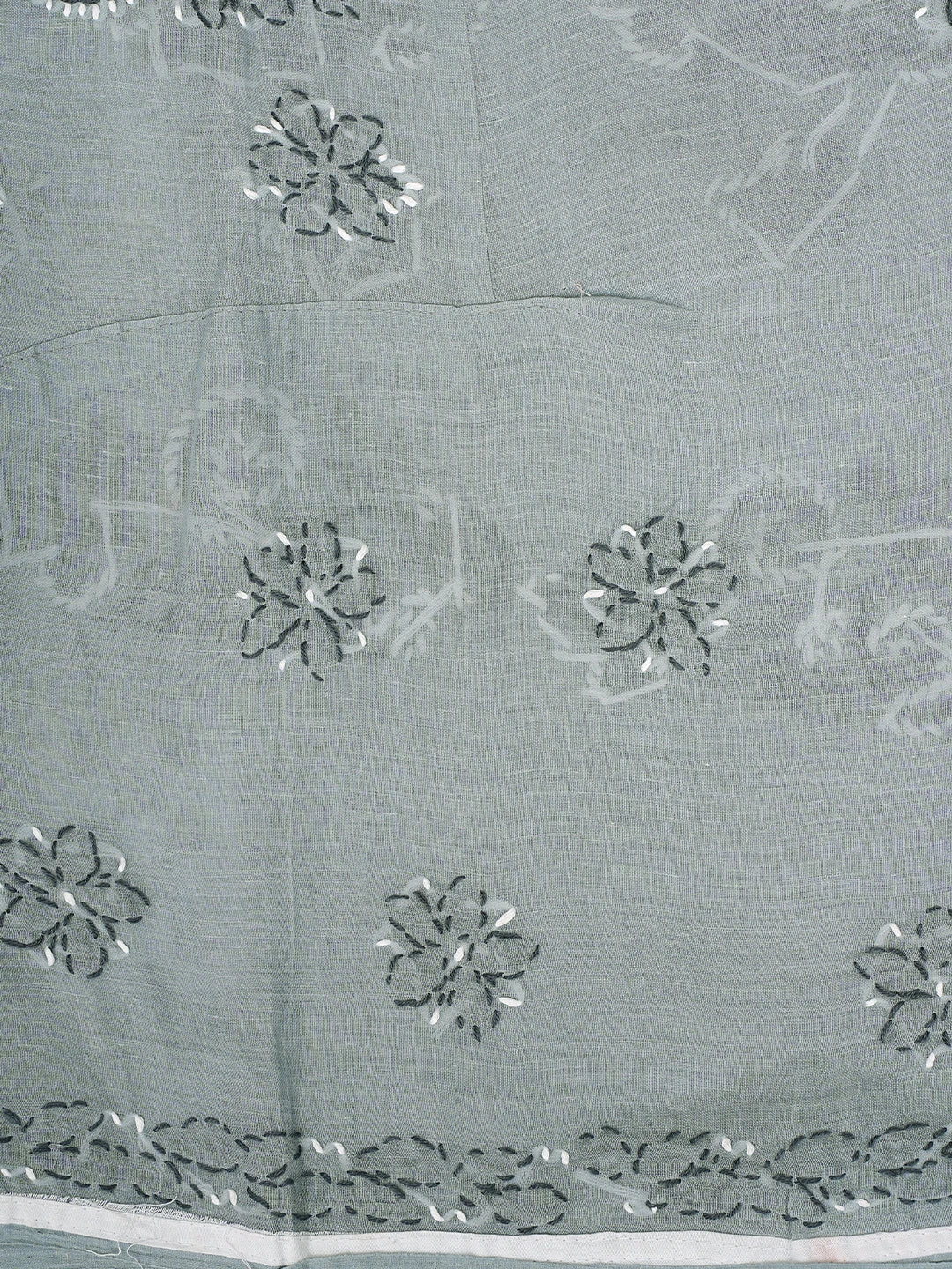 Ada Hand Embroidered Grey Cotton Lucknowi Chikankari Unstitched Suit Piece 01A882745