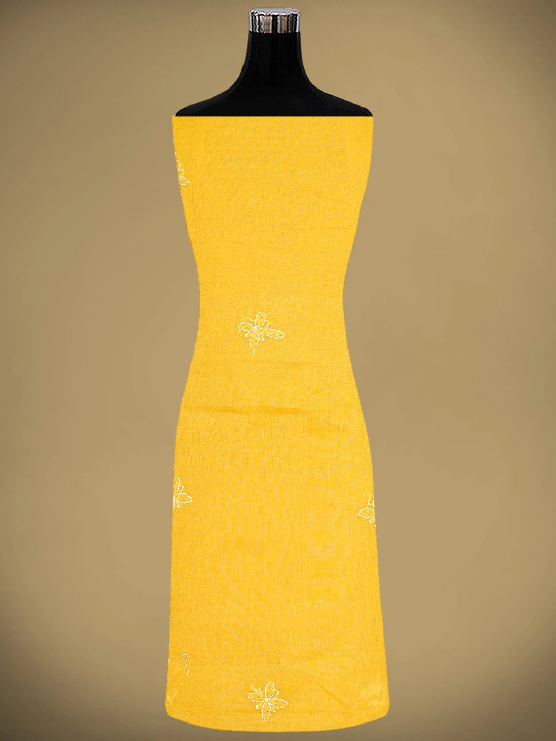 Ada Hand Embroidered Yellow Cotton Lucknowi Chikankari Unstitched Suit Piece 01A882374