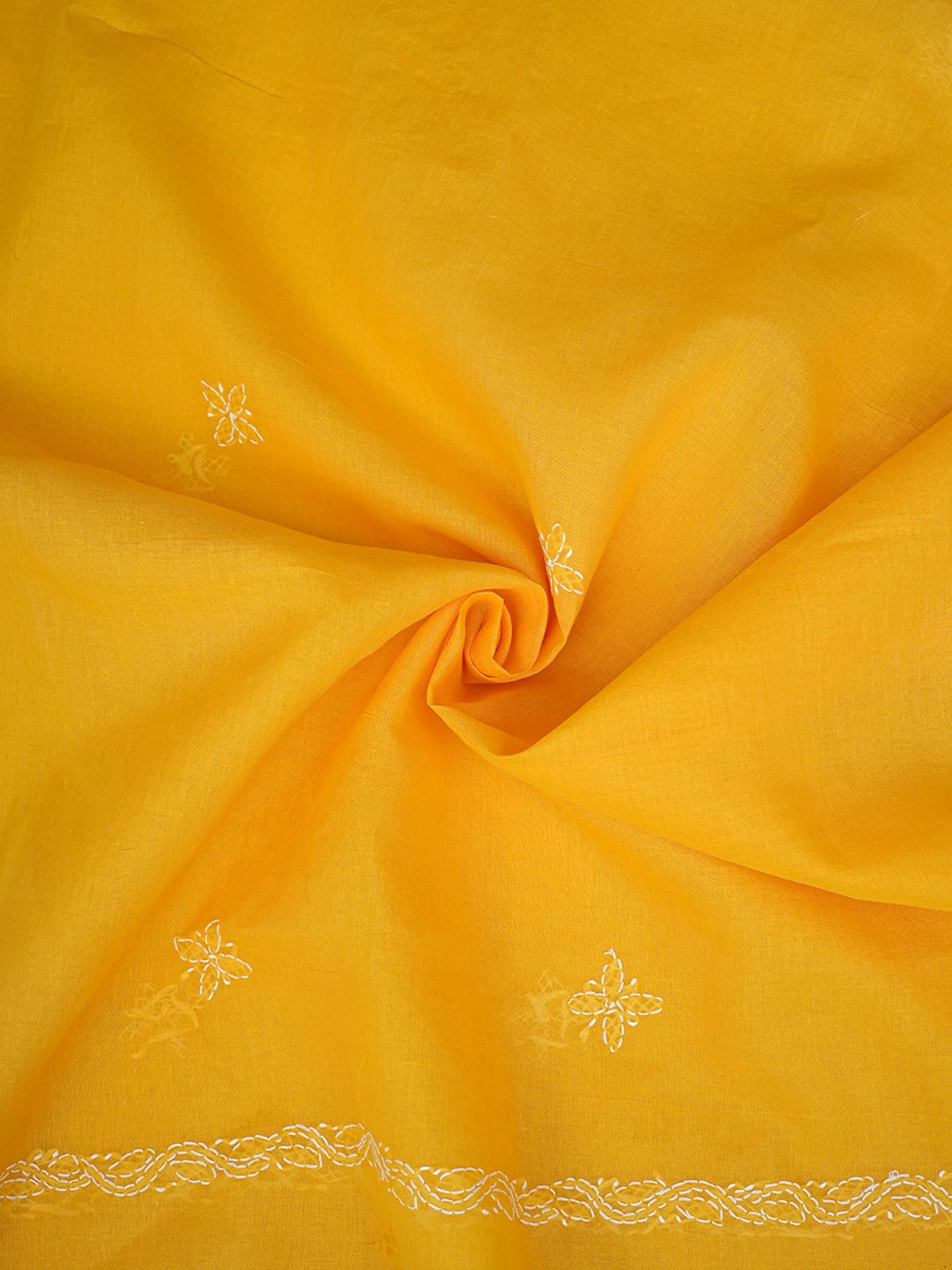 Ada Hand Embroidered Yellow Cotton Lucknowi Chikankari Unstitched Suit Piece 01A882374
