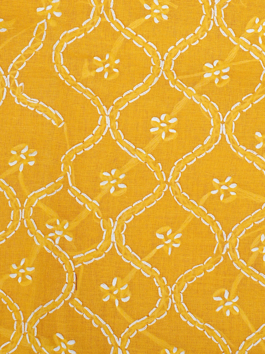 Ada Hand Embroidered Yellow Cotton Lucknowi Chikankari Unstitched Suit Piece 01A882374
