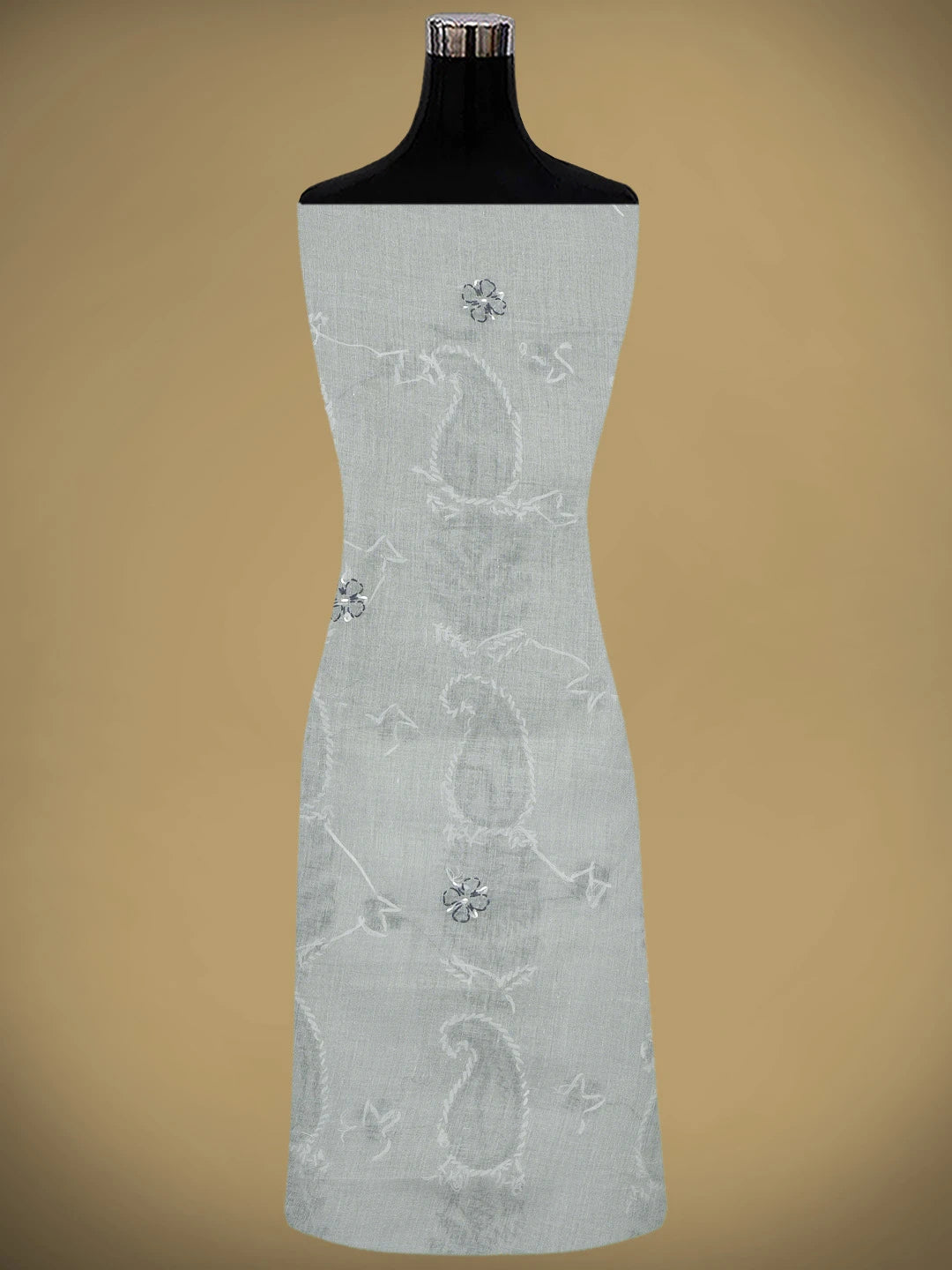 Ada Hand Embroidered Grey Cotton Lucknowi Chikankari Unstitched Suit Piece 01A882744