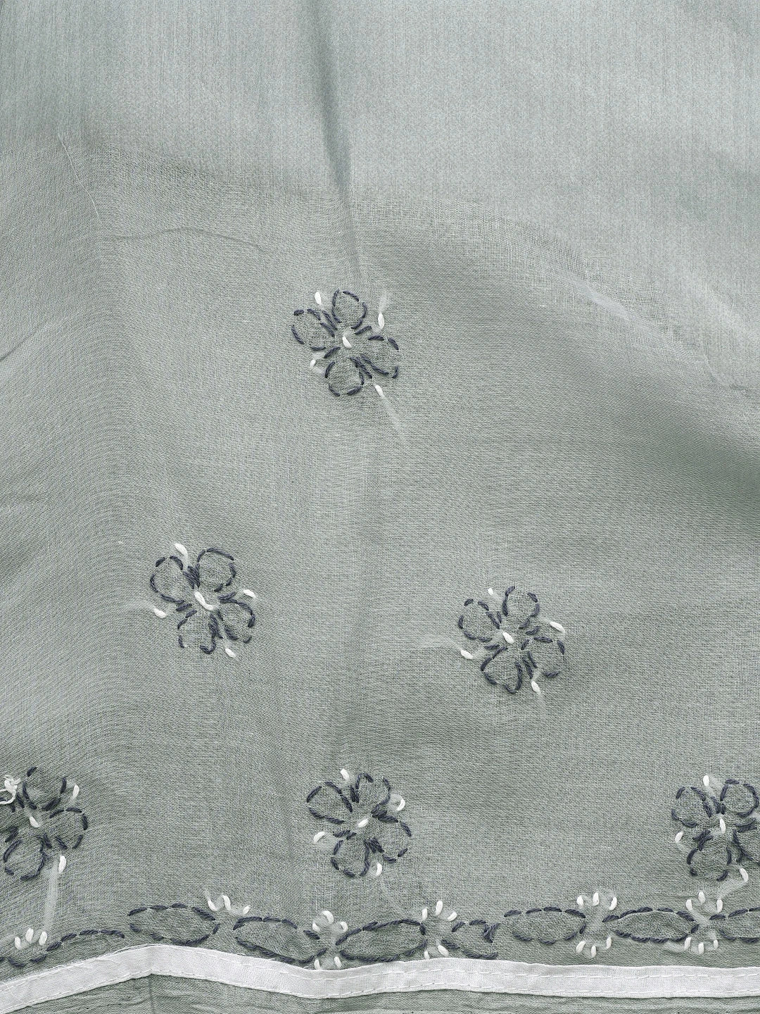 Ada Hand Embroidered Grey Cotton Lucknowi Chikankari Unstitched Suit Piece 01A882744