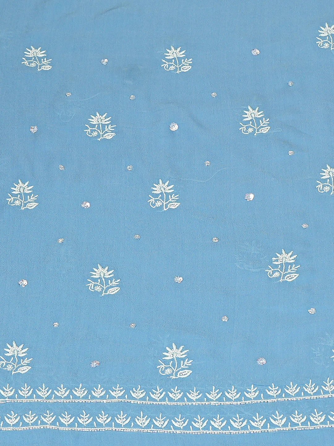 Ada Hand Embroidered Steel Blue Viscose Georgette Lucknowi Chikankari Unstitched Kurta Dupatta Set With Cutdana Work 01A865515