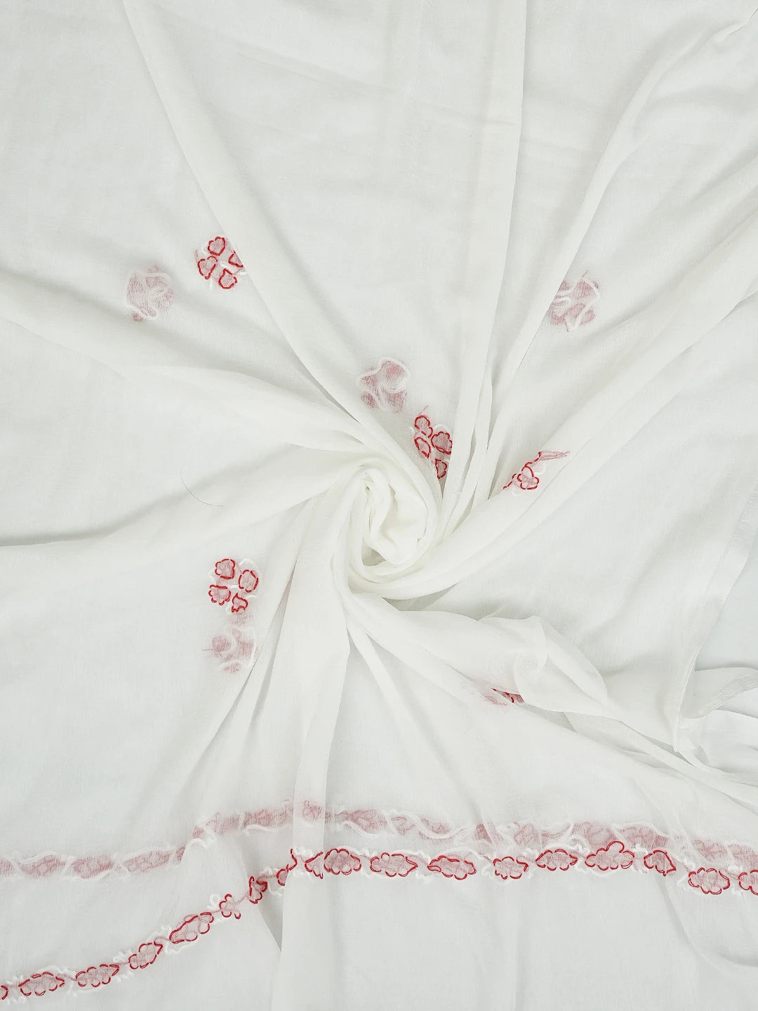 Ada Hand Embroidered Peach Cotton Lucknowi Chikankari Unstitched Suit Piece 01A882739