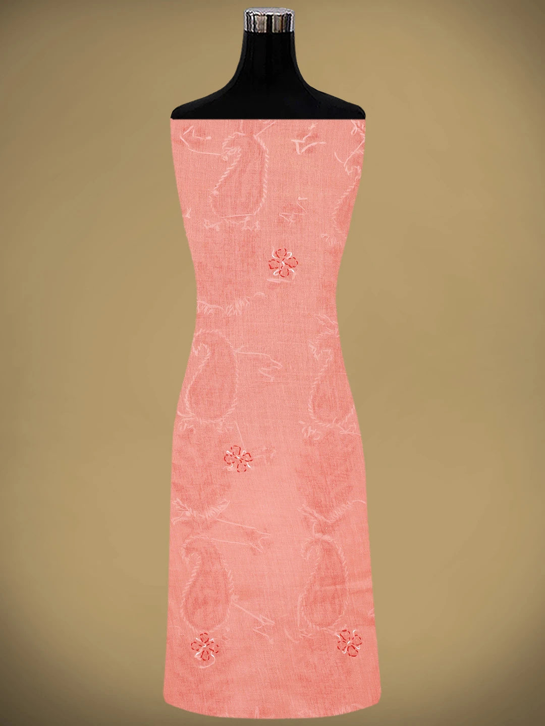 Ada Hand Embroidered Peach Cotton Lucknowi Chikankari Unstitched Suit Piece 01A882739