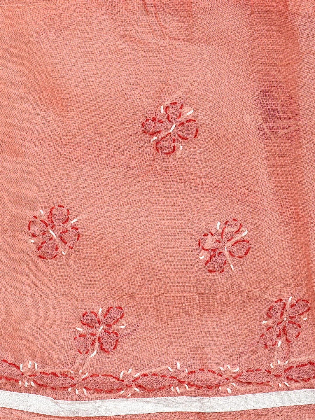 Ada Hand Embroidered Peach Cotton Lucknowi Chikankari Unstitched Suit Piece 01A882739