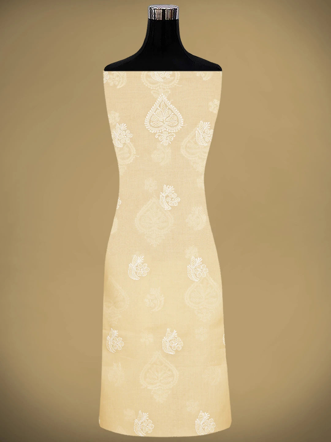 Ada Hand Embroidered Fawn Cotton Lucknowi Chikankari Unstitched Suit Piece 01A853616