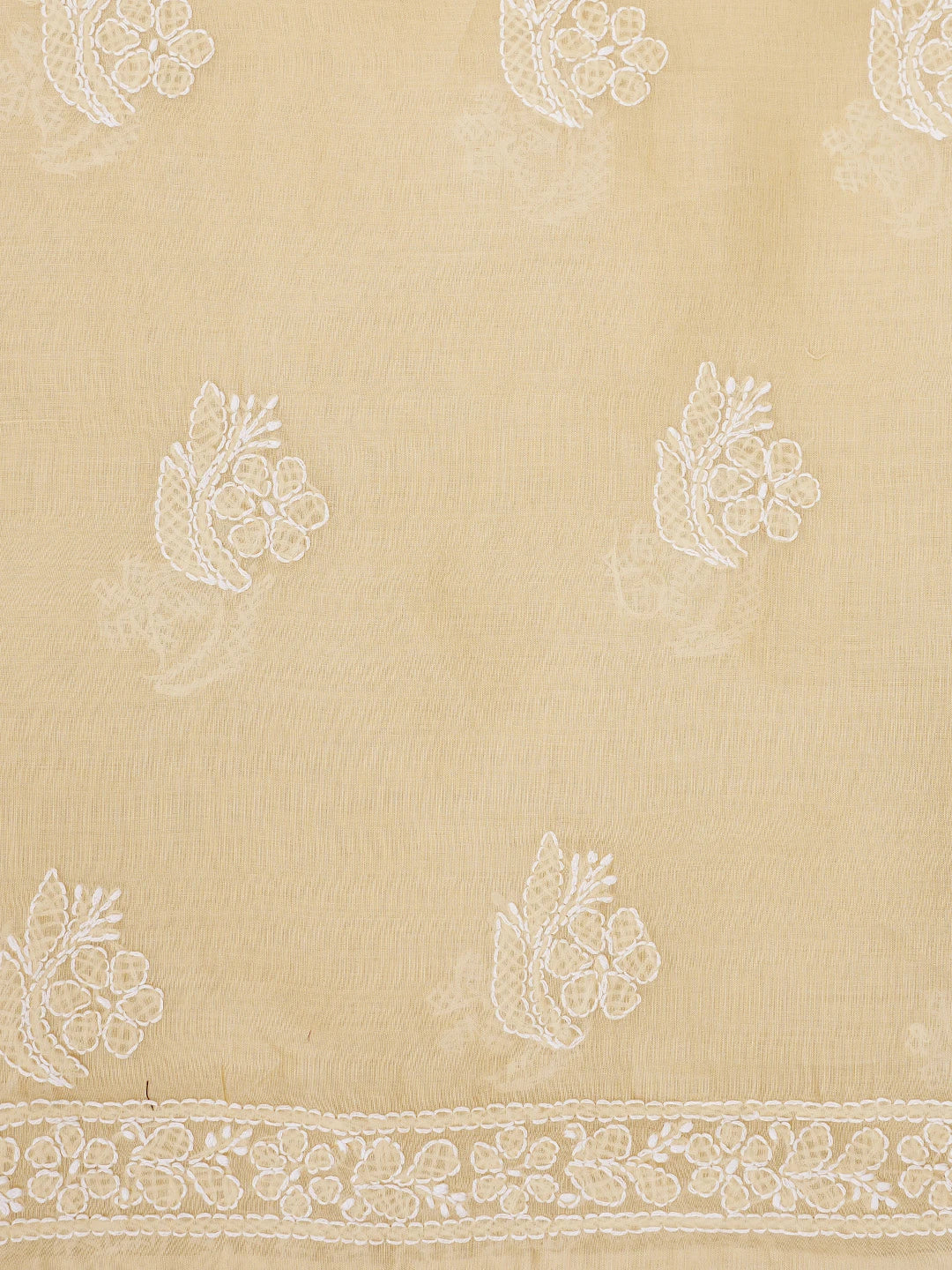 Ada Hand Embroidered Fawn Cotton Lucknowi Chikankari Unstitched Suit Piece 01A853616