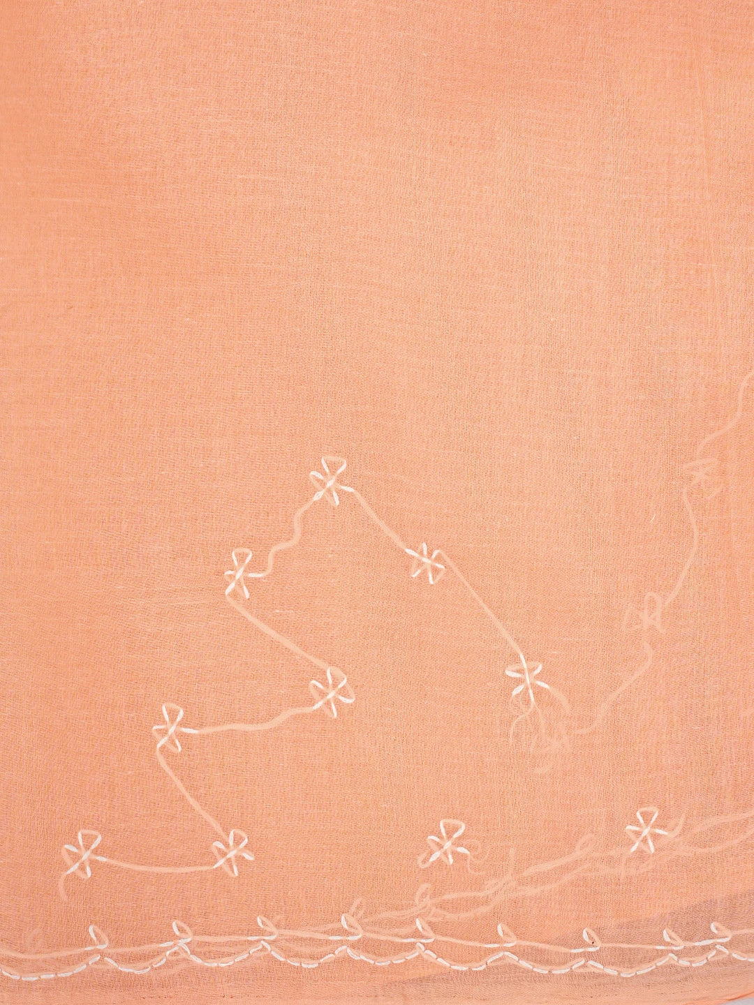 Ada Hand Embroidered Peach Cotton Lucknowi Chikankari Saree and Blouse 01A882924