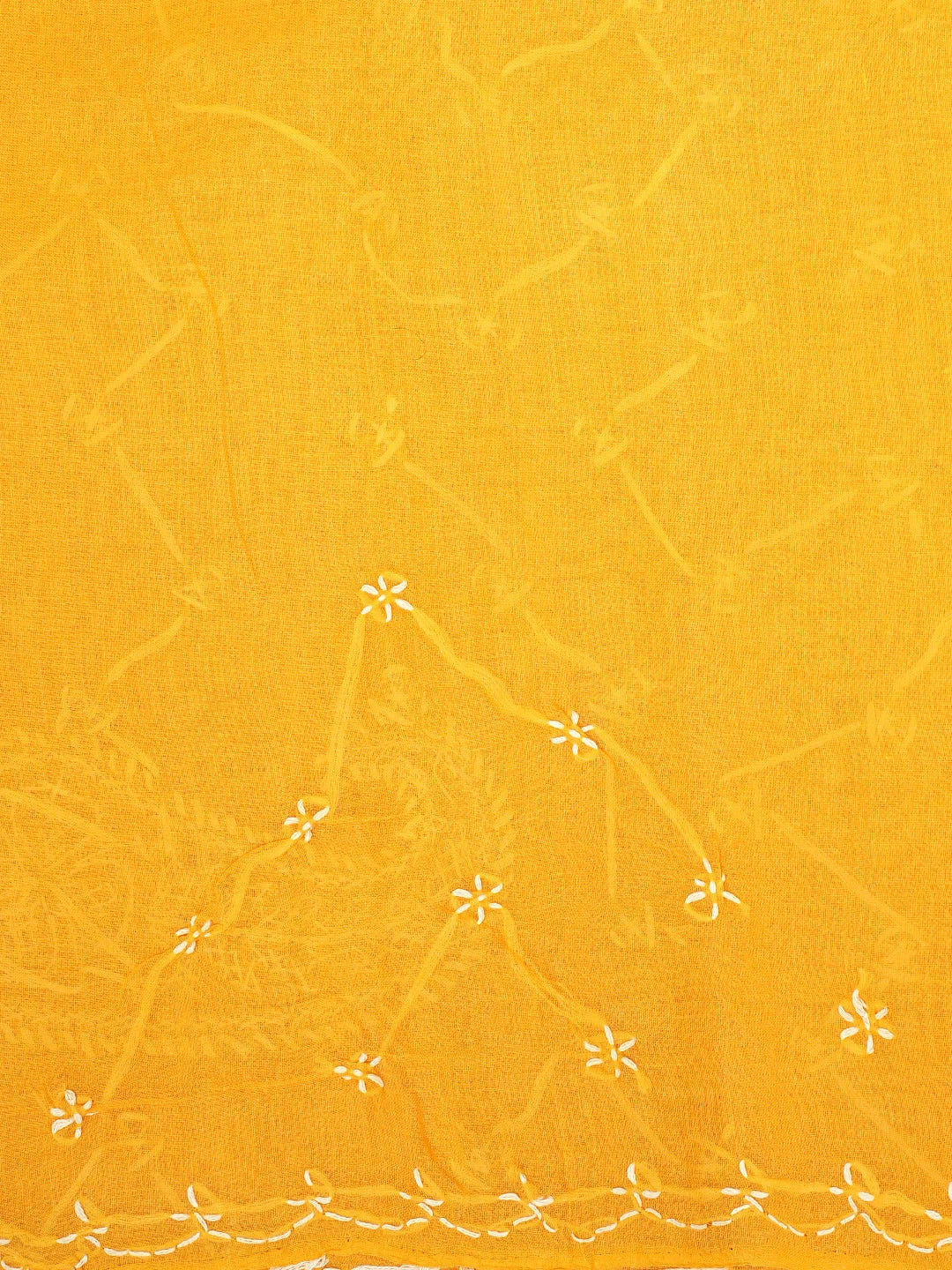 Ada Hand Embroidered Yellow Cotton Lucknowi Chikankari Saree and Blouse 01A882881