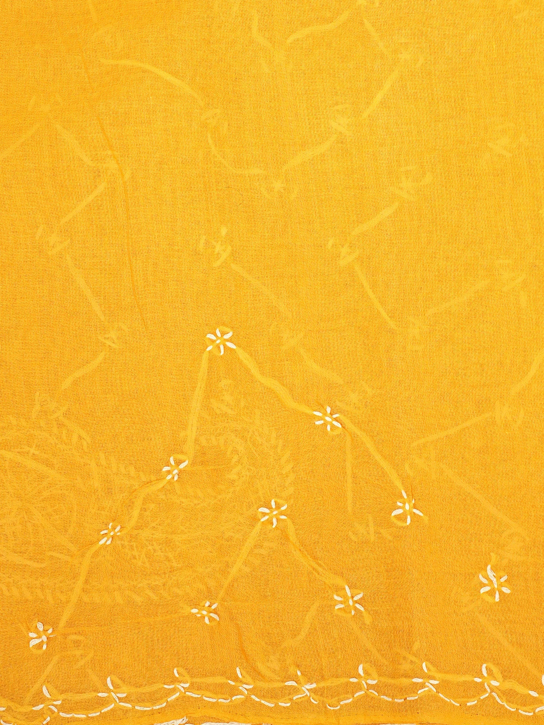 Ada Hand Embroidered Yellow Cotton Lucknowi Chikankari Saree and Blouse 01A882881