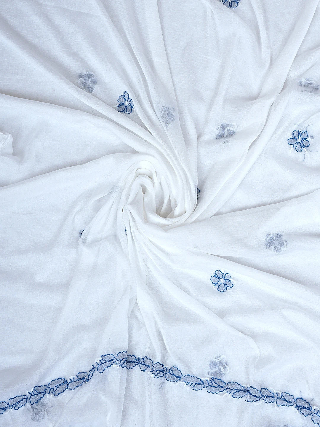 Ada Hand Embroidered Blue Cotton Lucknowi Chikankari Unstitched Suit Piece 01A882749
