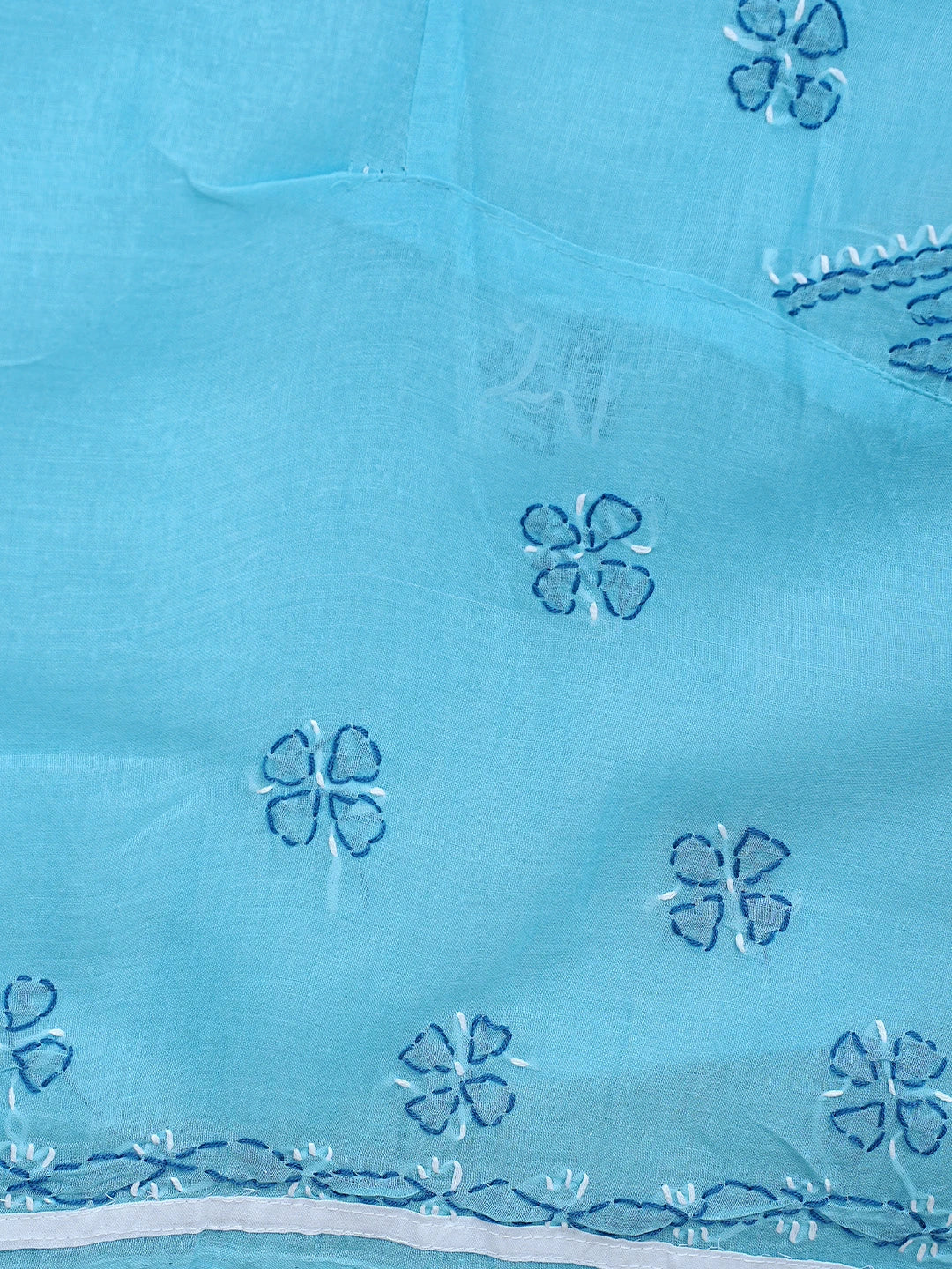 Ada Hand Embroidered Blue Cotton Lucknowi Chikankari Unstitched Suit Piece 01A882749