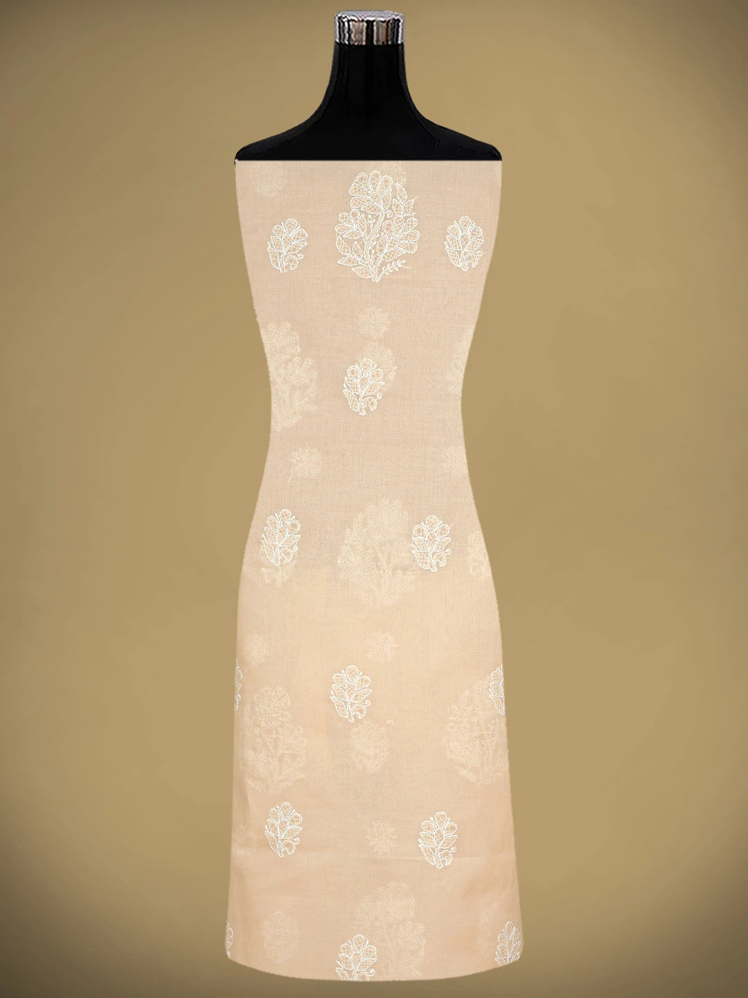 Ada Hand Embroidered Peach Cotton Lucknowi Chikankari Unstitched Suit Piece 01A853637