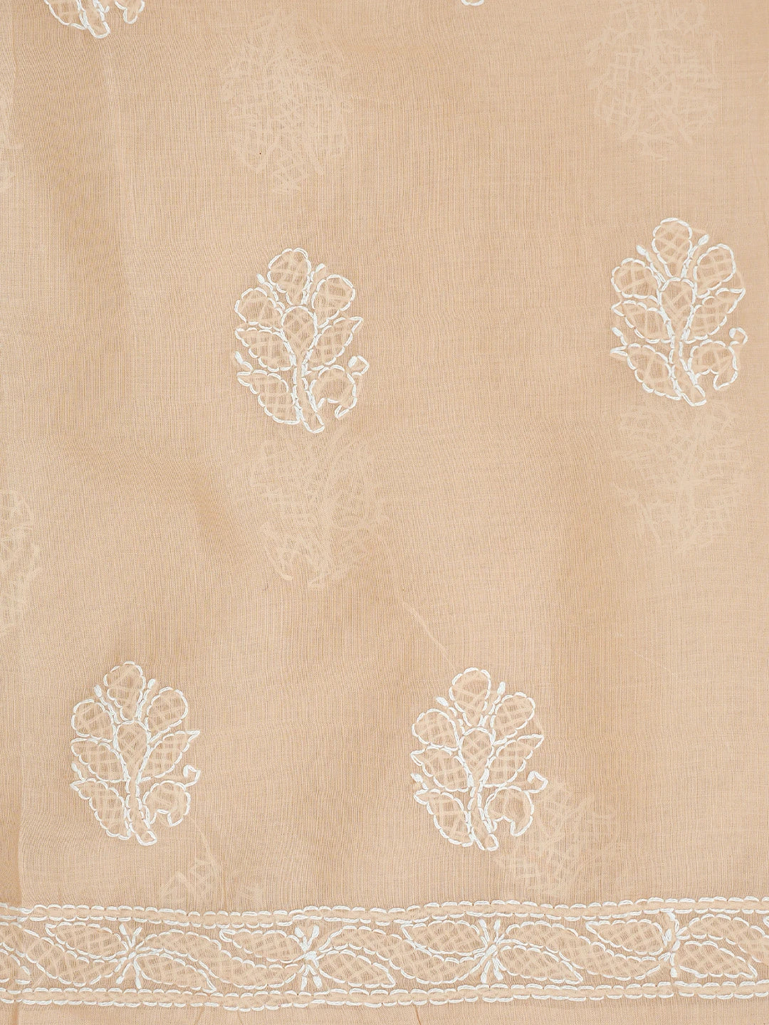 Ada Hand Embroidered Peach Cotton Lucknowi Chikankari Unstitched Suit Piece 01A853637