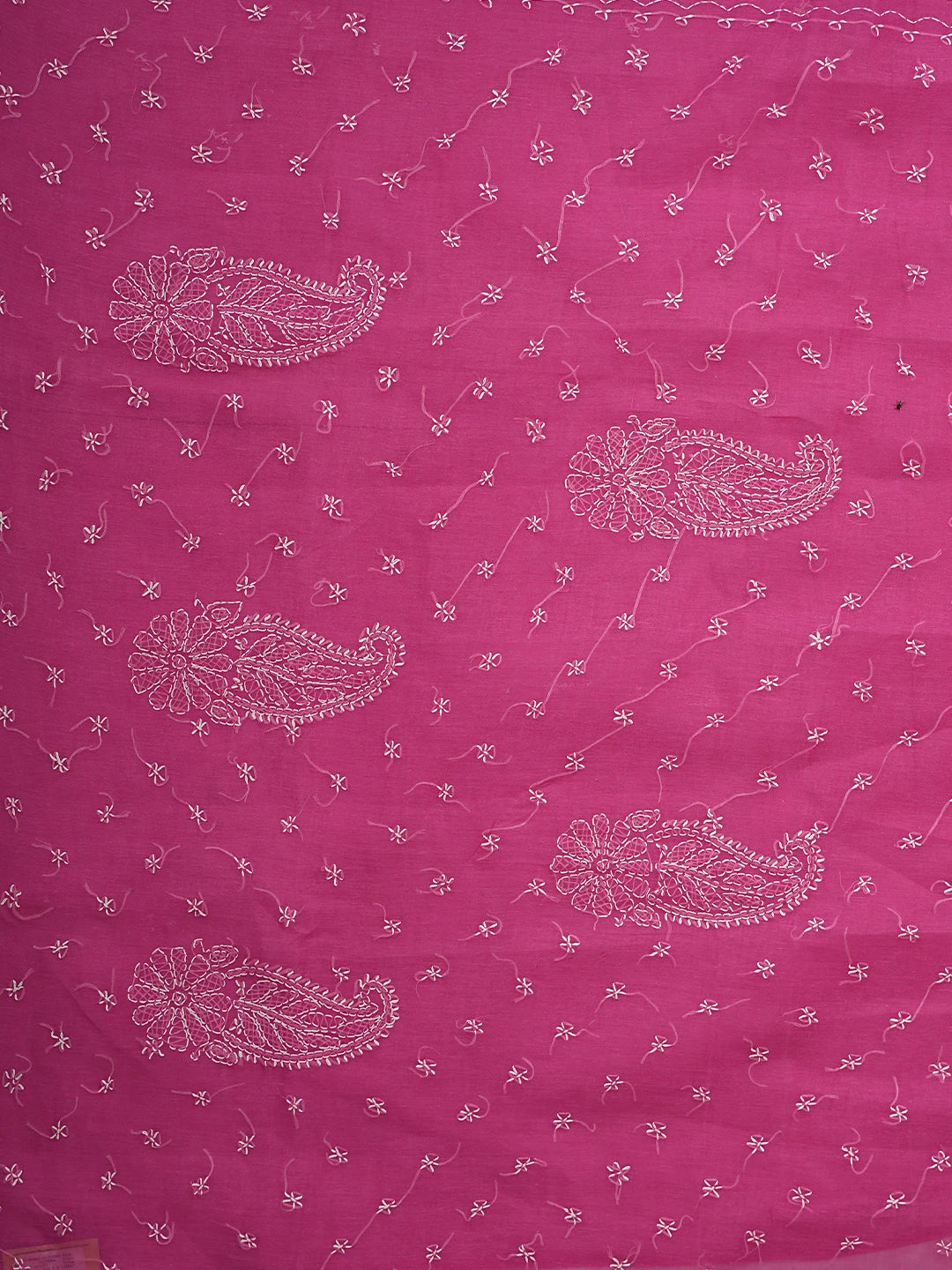 Ada Hand Embroidered Dark Pink Cotton Lucknowi Chikankari Saree and Blouse 01A882919