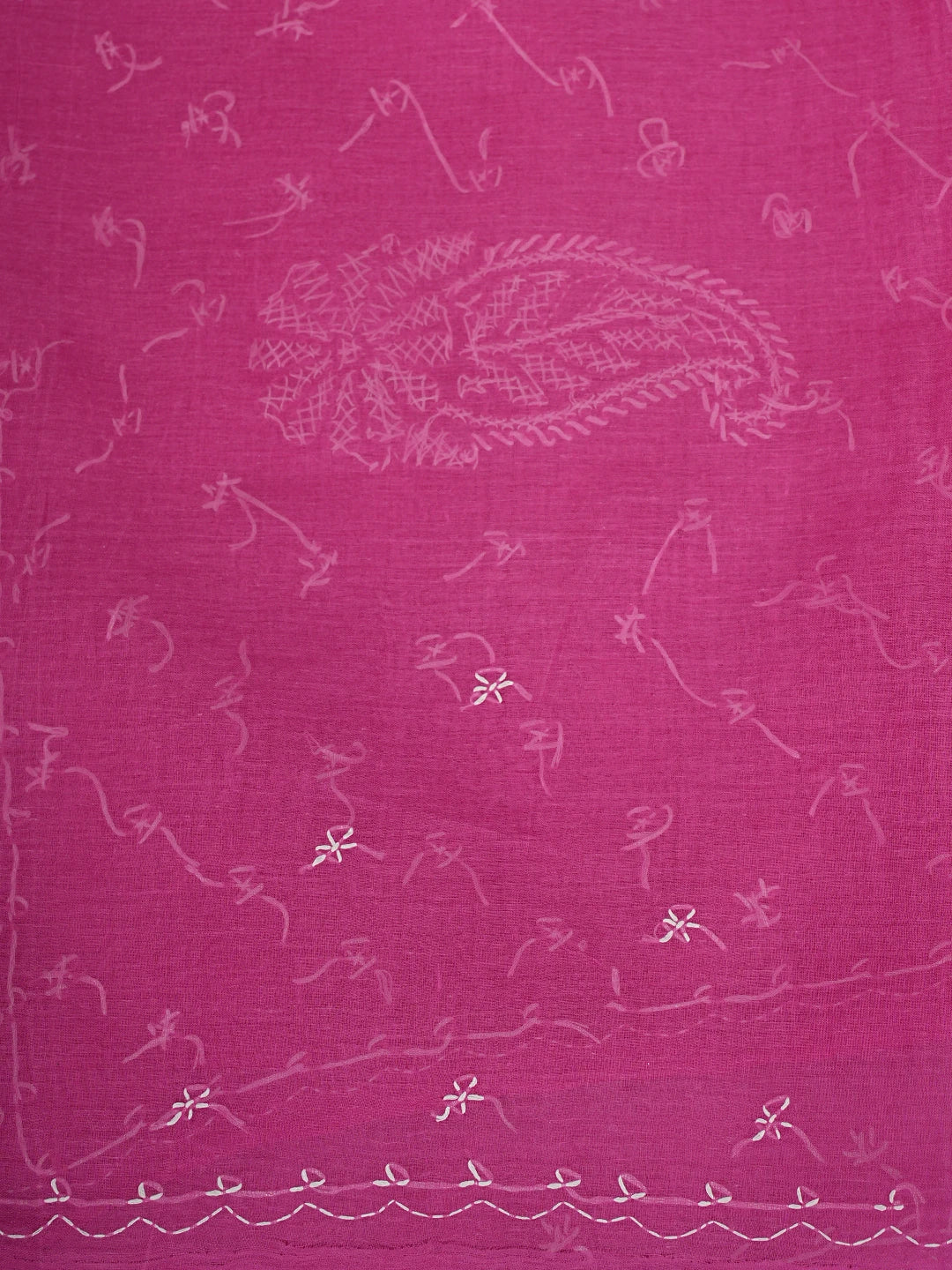 Ada Hand Embroidered Dark Pink Cotton Lucknowi Chikankari Saree and Blouse 01A882919