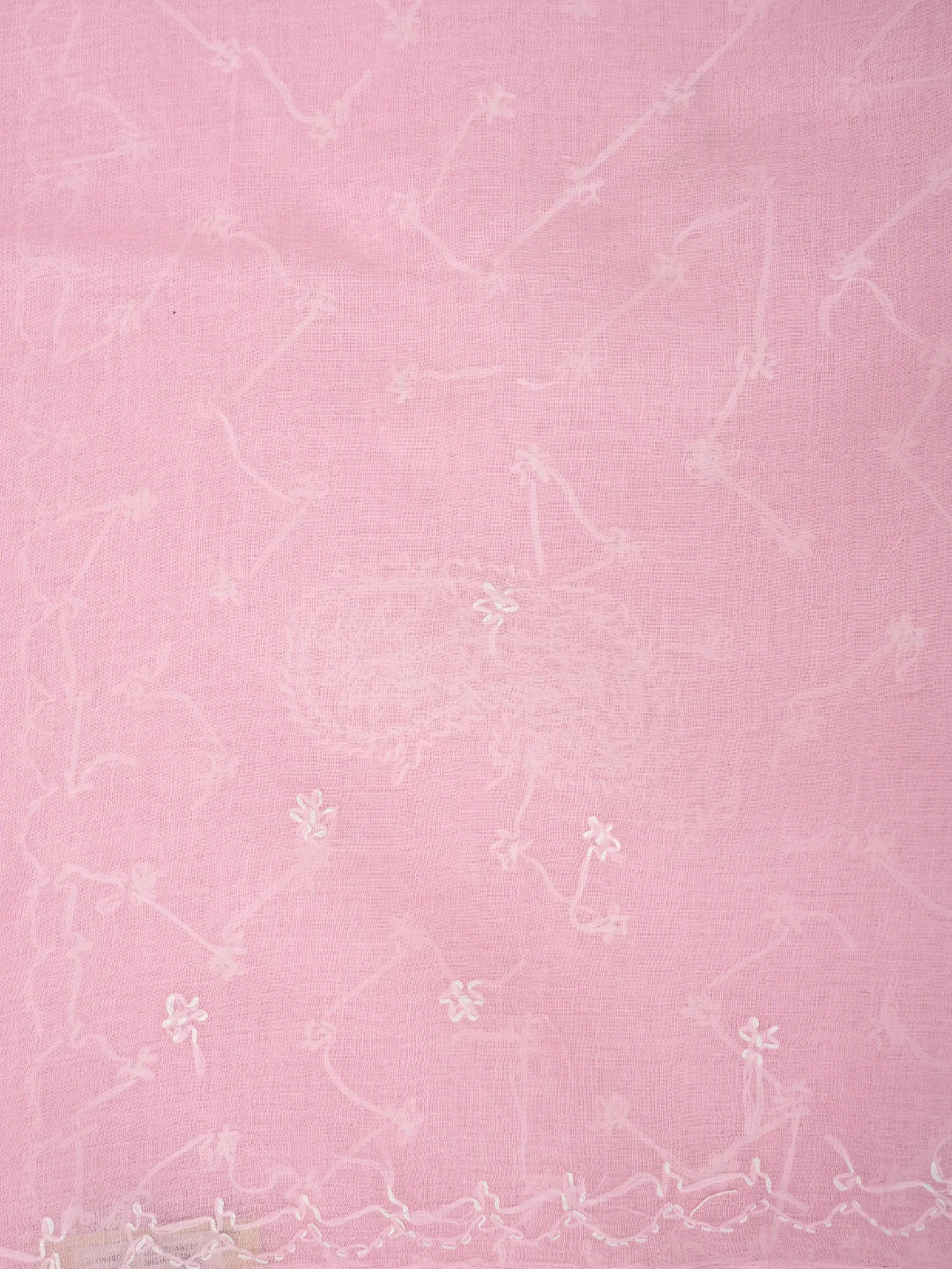 Ada Hand Embroidered Baby Pink Cotton Lucknowi Chikankari Saree and Blouse 01A882906