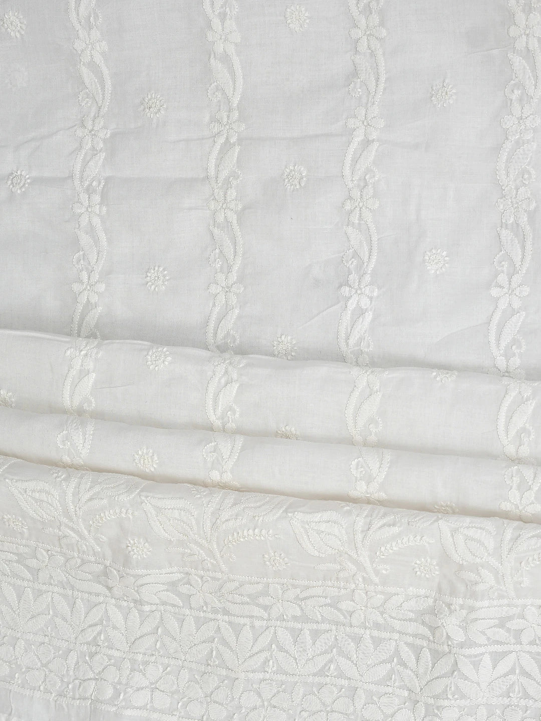 Ada Hand Embroidered White Cotton Lucknowi Chikankari Unstitched Suit Piece 01A881446