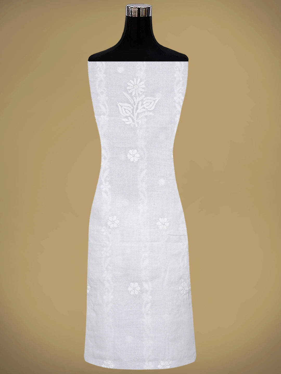 Ada Hand Embroidered White Cotton Lucknowi Chikankari Unstitched Suit Piece 01A881446