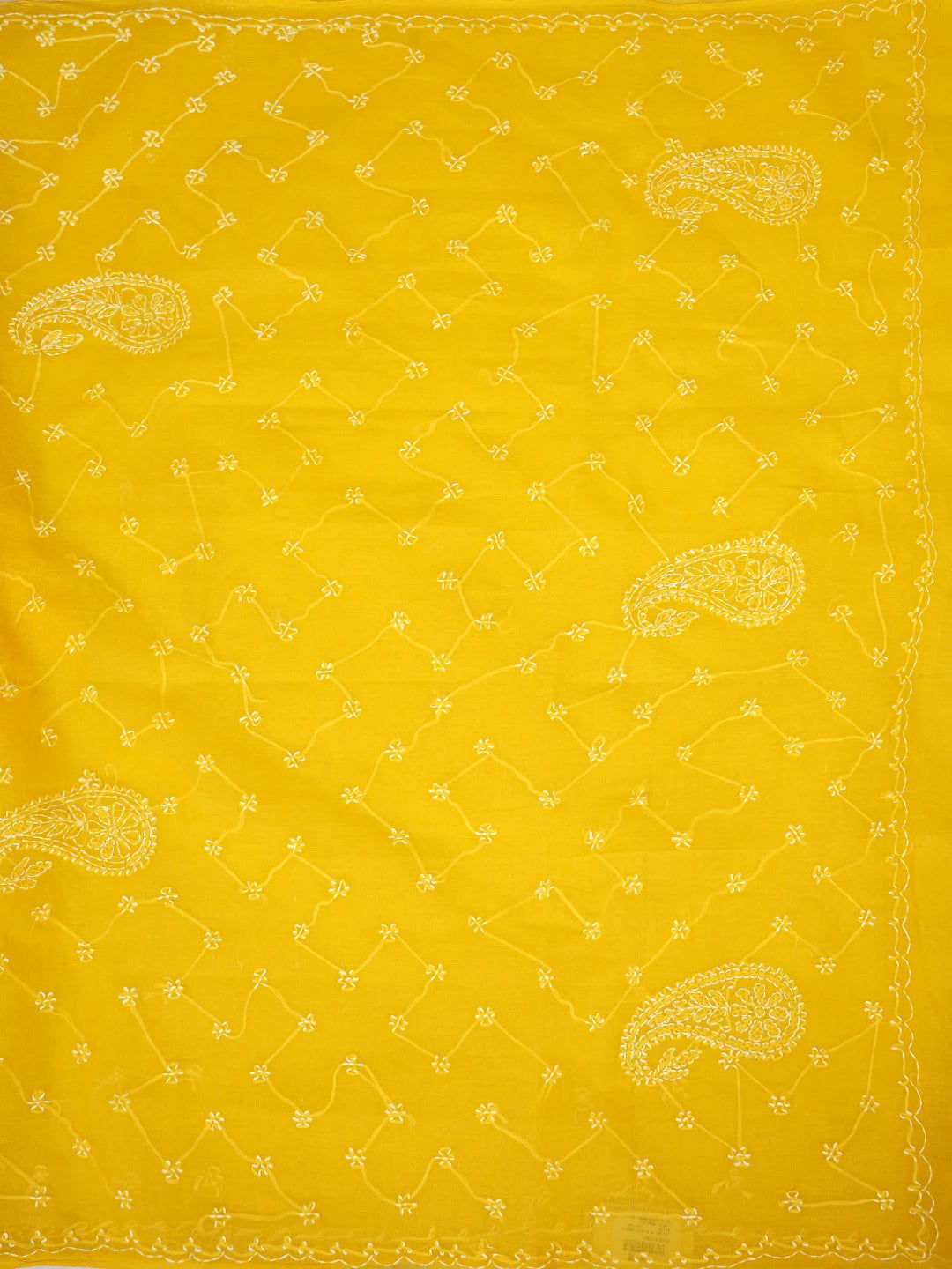 Ada Hand Embroidered Yellow Cotton Lucknowi Chikankari Saree and Blouse 01A882882