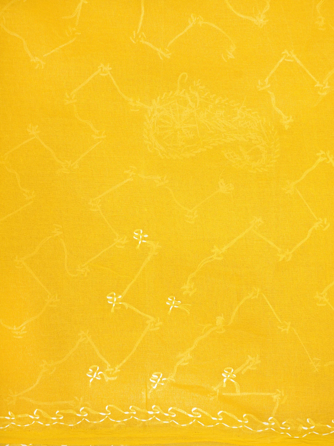 Ada Hand Embroidered Yellow Cotton Lucknowi Chikankari Saree and Blouse 01A882882