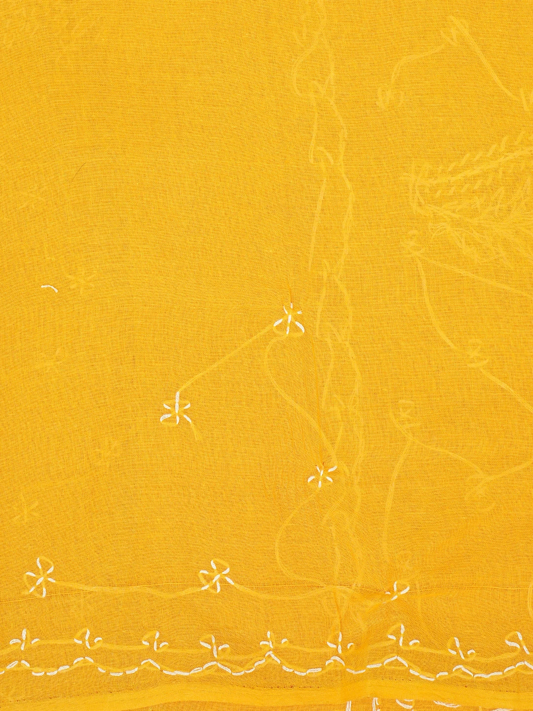 Ada Hand Embroidered Mustard Cotton Lucknowi Chikankari Saree and Blouse 01A882879