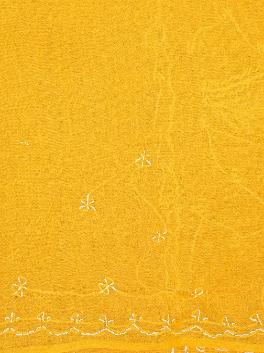 Ada Hand Embroidered Mustard Cotton Lucknowi Chikankari Saree and Blouse 01A882879