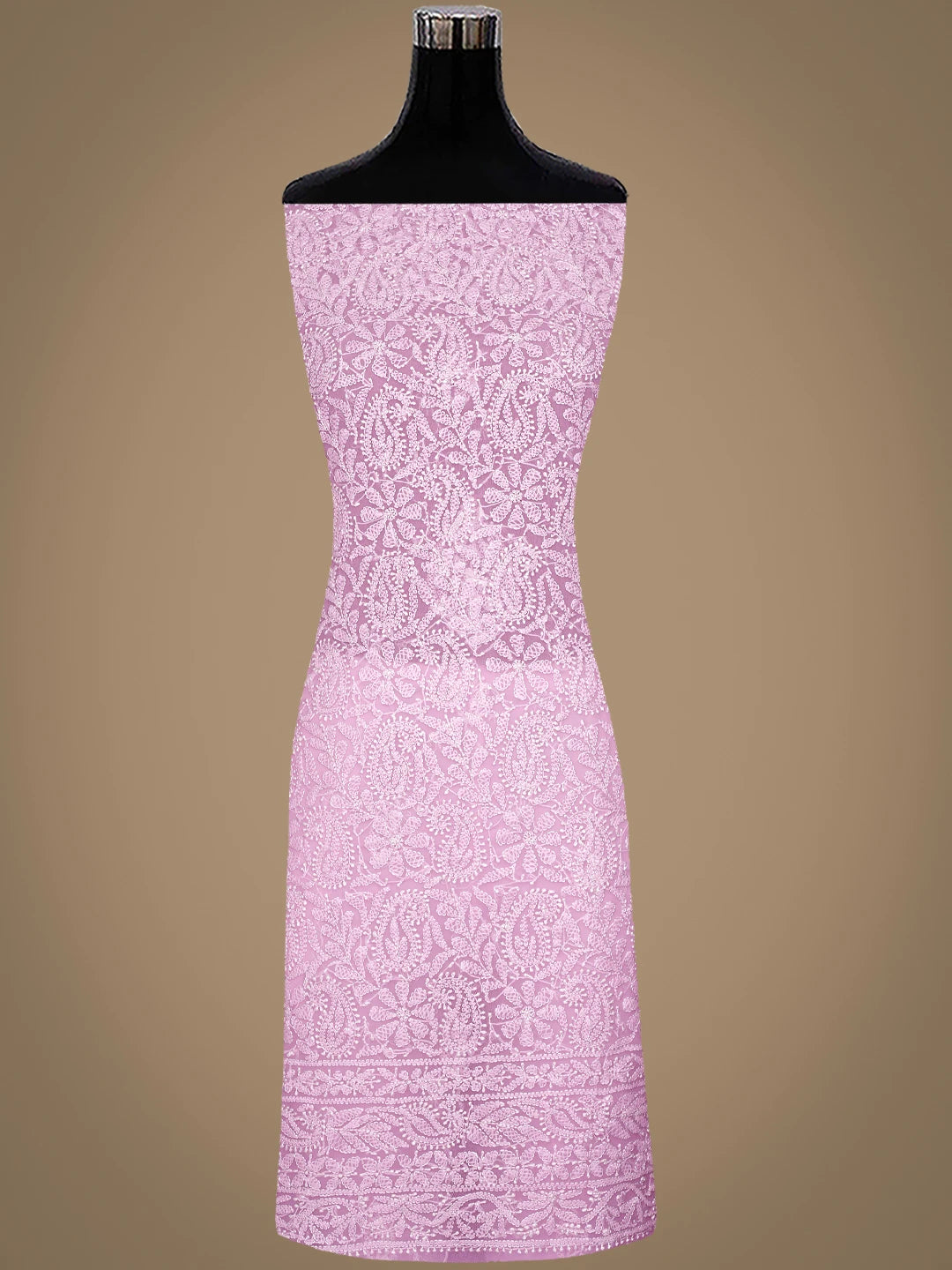 Ada Hand Embroidered Pink Georgette Lucknowi Chikankari Unstitched Suit Piece 01A878921