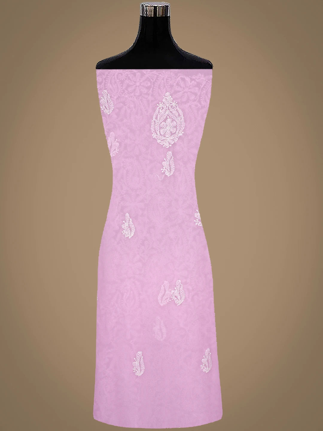 Ada Hand Embroidered Pink Georgette Lucknowi Chikankari Unstitched Suit Piece 01A878921
