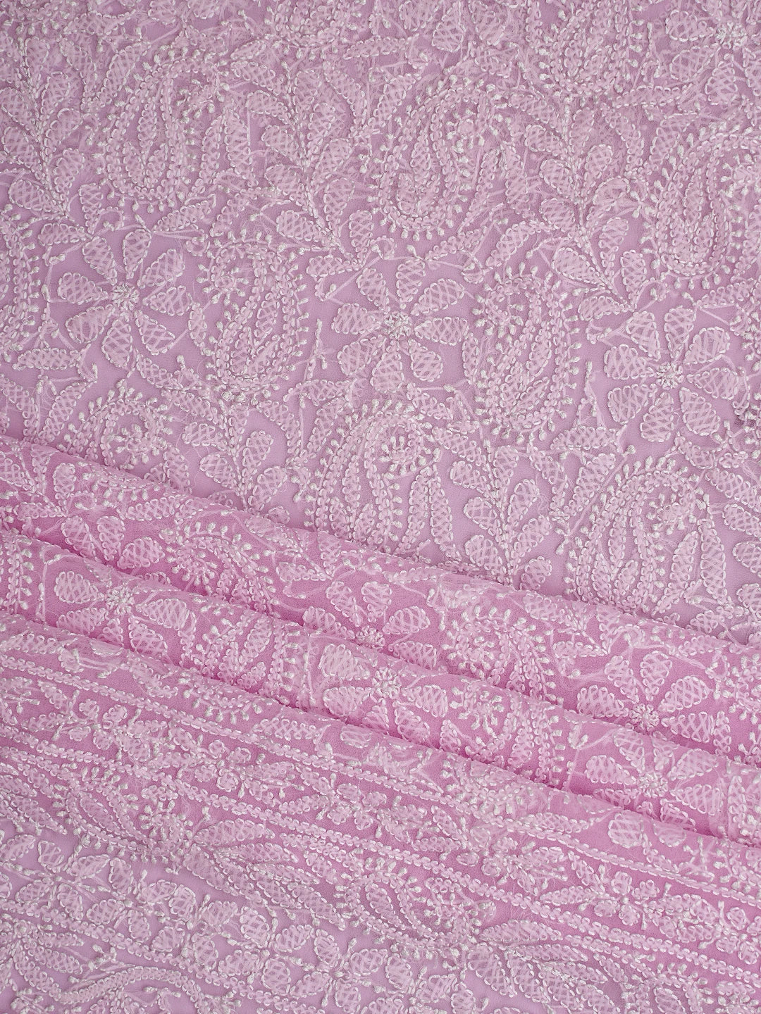 Ada Hand Embroidered Pink Georgette Lucknowi Chikankari Unstitched Suit Piece 01A878921