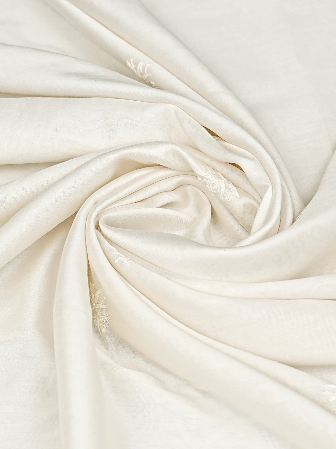 Ada Hand Embroidered White Chanderi Lucknowi Chikankari Dupatta 01A860011