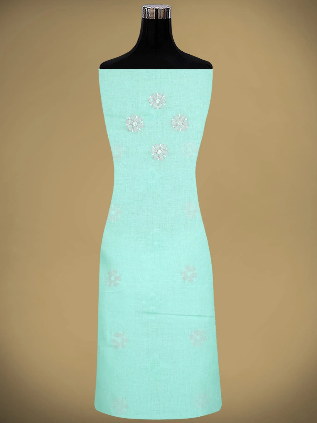 Ada Hand Embroidered Sea Green Cotton Lucknowi Chikankari Unstitched Suit Piece 01A879351
