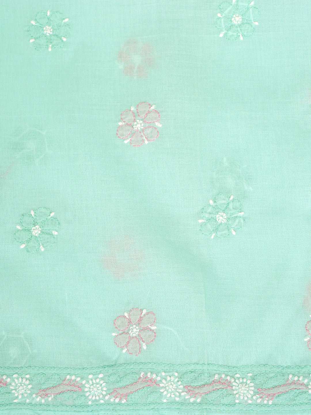 Ada Hand Embroidered Sea Green Cotton Lucknowi Chikankari Unstitched Suit Piece 01A879351