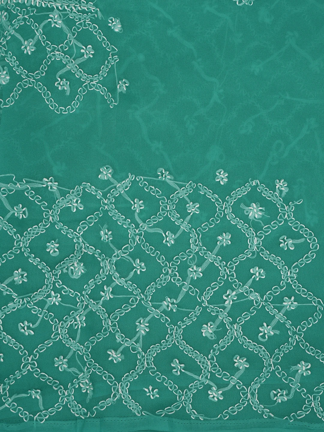 Ada Hand Embroidered Rama Green Georgette Lucknowi Chikankari Unstitched Suit Piece 01A879207