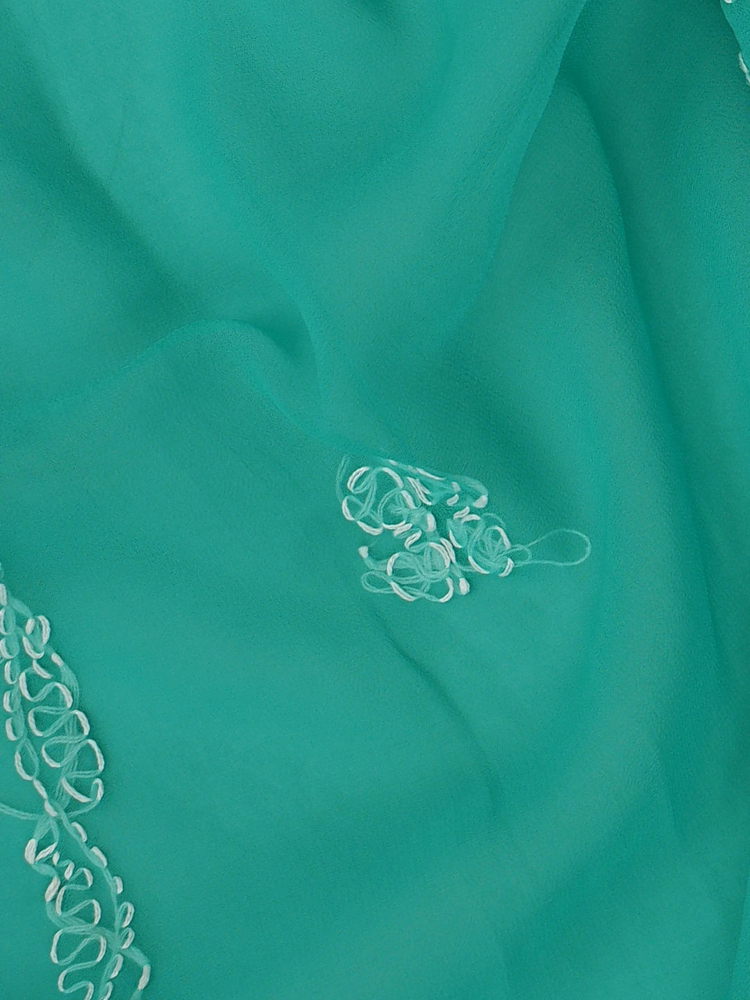 Ada Hand Embroidered Rama Green Georgette Lucknowi Chikankari Unstitched Suit Piece 01A879207