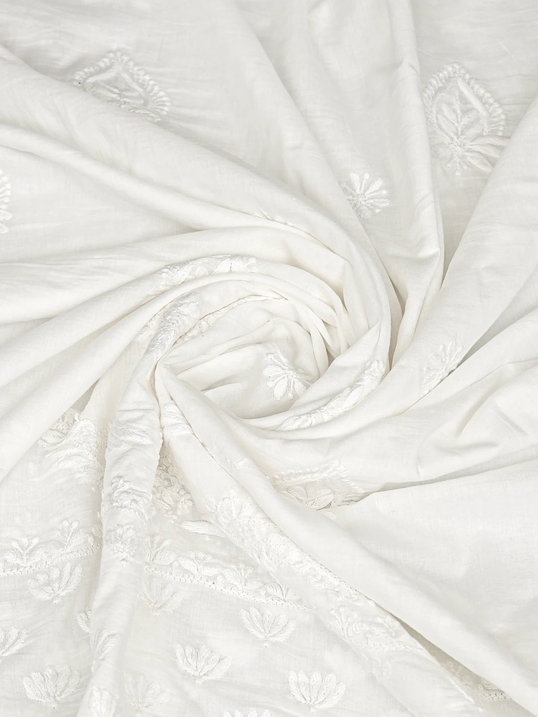 Ada Hand Embroidered White Cotton Lucknowi Chikankari Dupatta 01A832167
