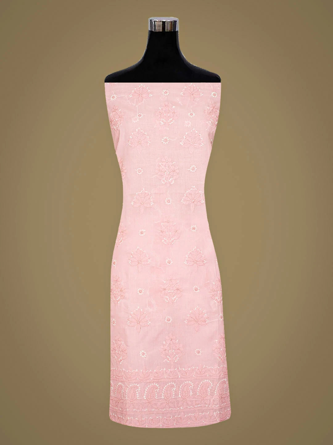 Ada Hand Embroidered Pink Cotton Lucknowi Chikankari Unstitched Suit Piece 01A779731