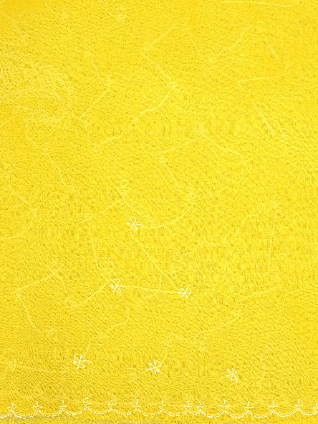 Ada Hand Embroidered Yellow Cotton Lucknowi Chikankari Saree and Blouse 01A882886