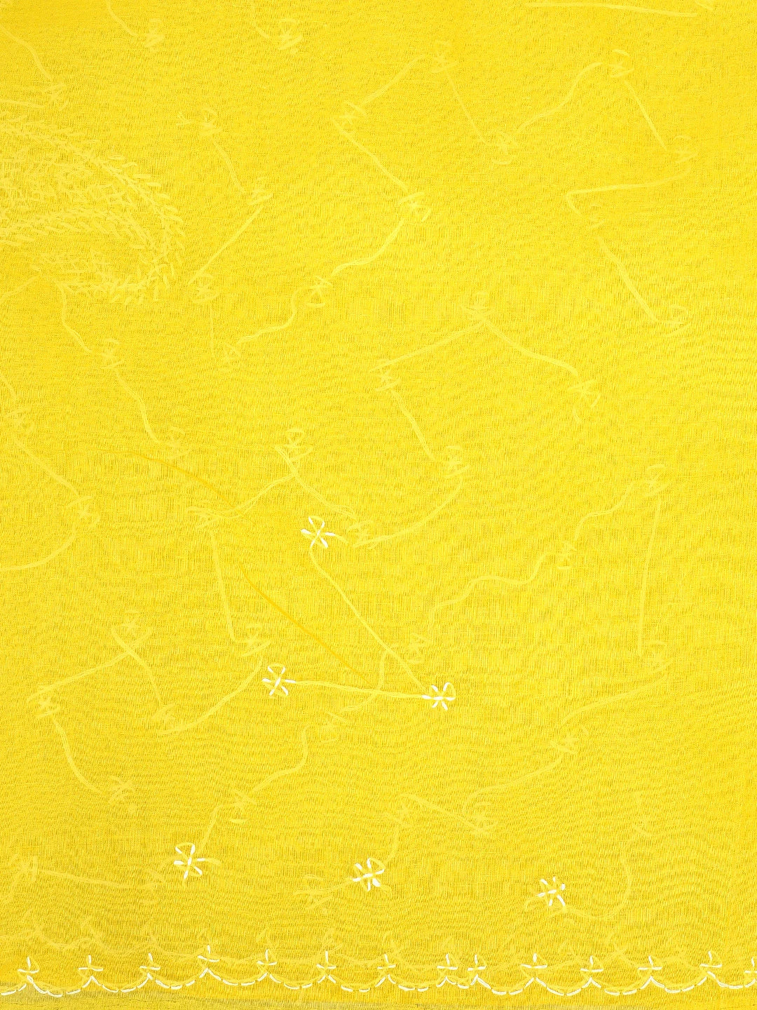 Ada Hand Embroidered Yellow Cotton Lucknowi Chikankari Saree and Blouse 01A882886