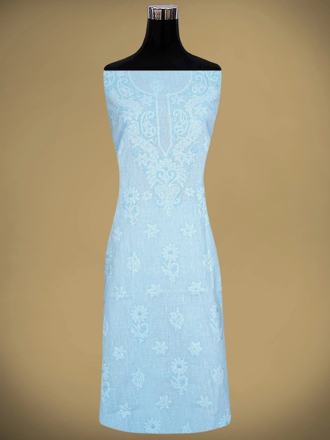Ada Hand Embroidered Sky Blue Linen Lucknowi Chikankari Unstitched Suit Piece 01A885312