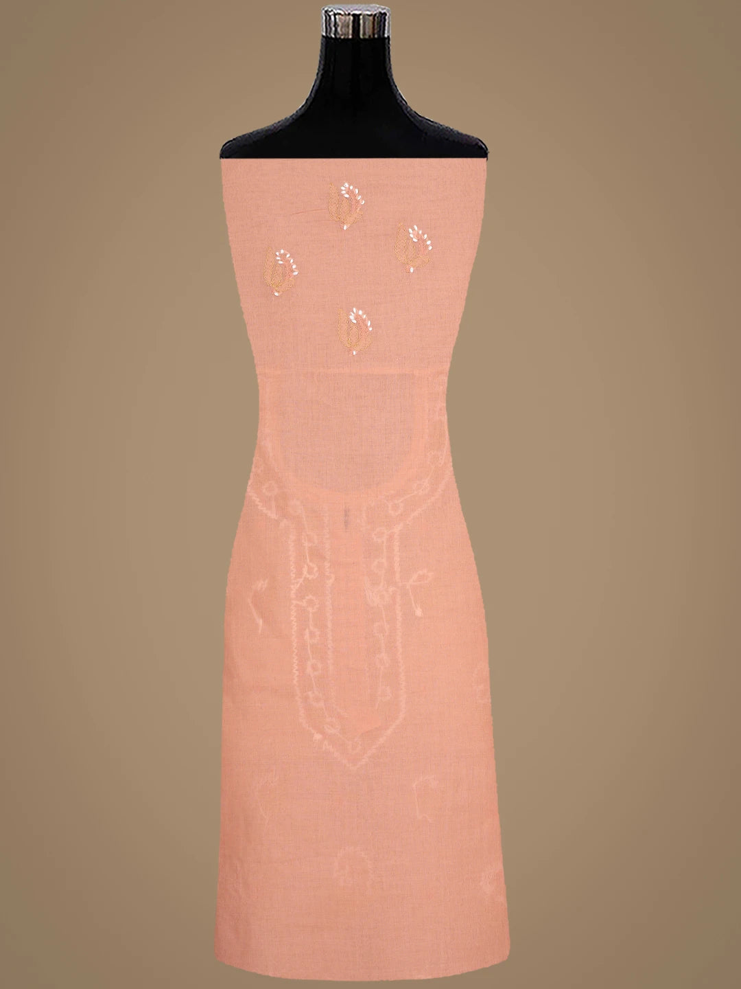 Ada Hand Embroidered Peach Cotton Lucknowi Chikankari Unstitched Suit Piece 01A879669